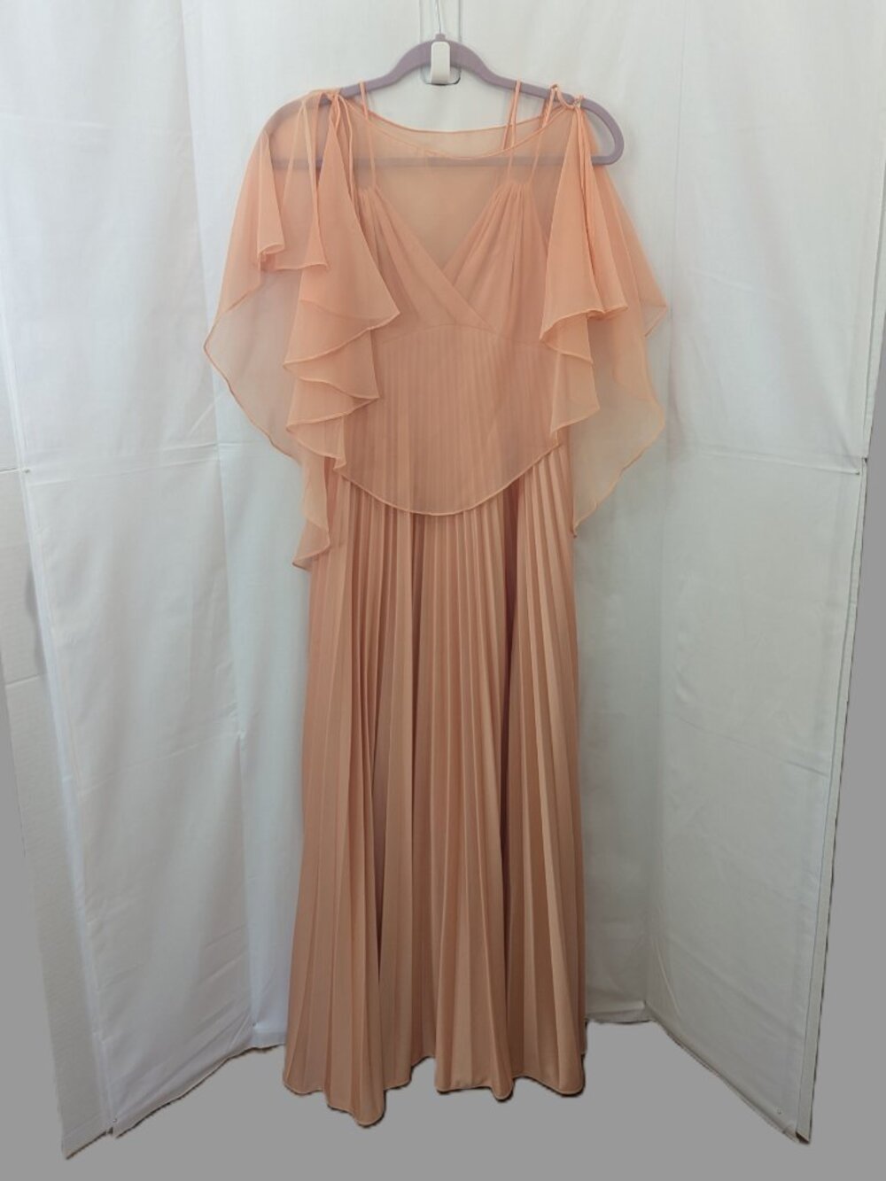 Vintage 1950's-70's Apricot Dress with Capelet